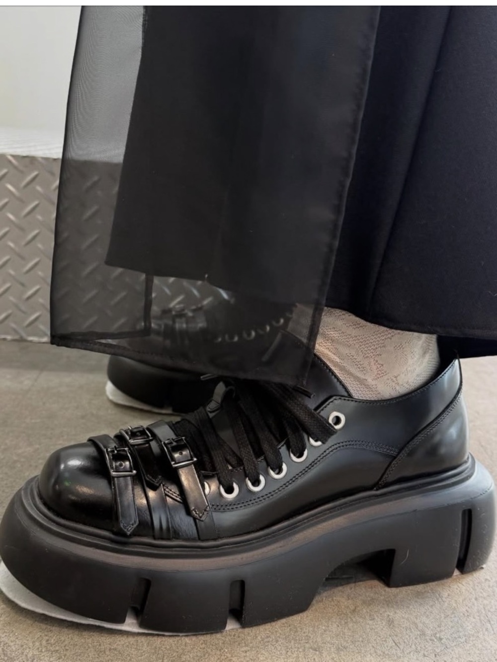 New Simone Rocha Buckle-strap Platform Boots In Black Size 37